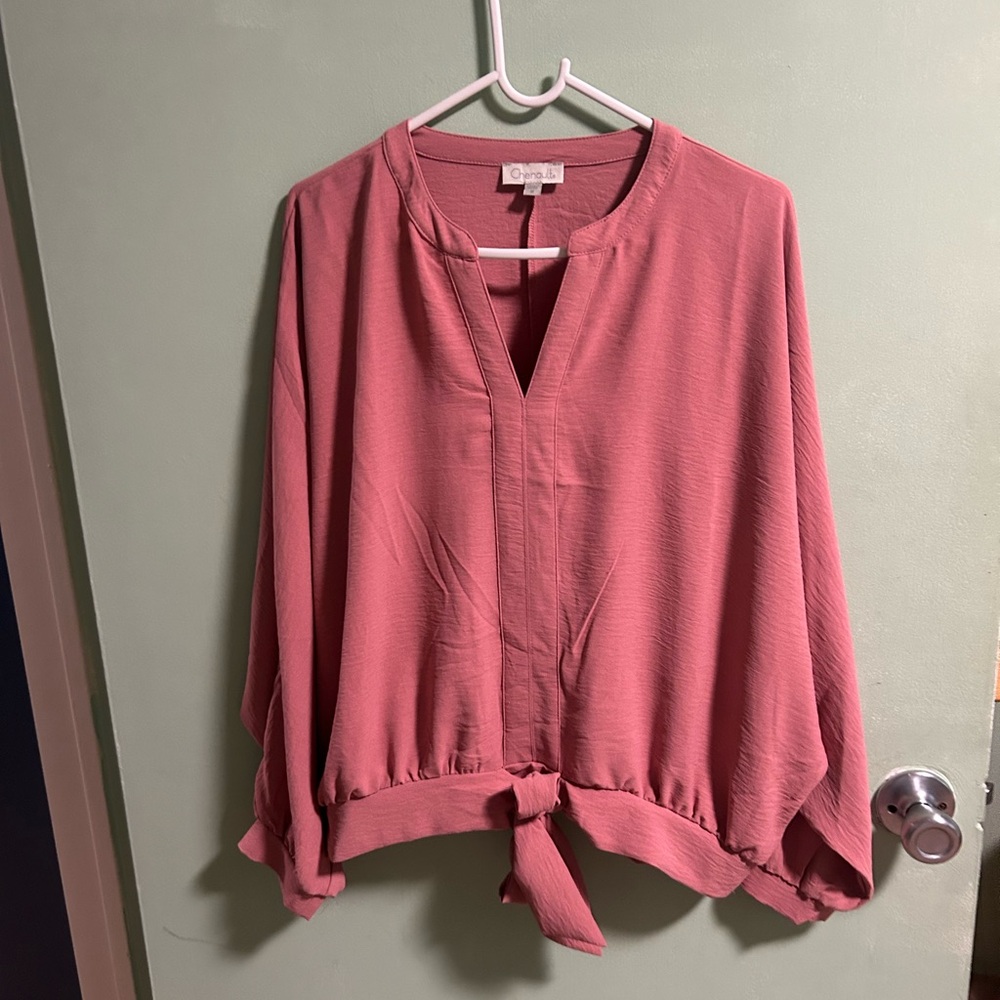 Chenault Rose Blouse with Tie Hem